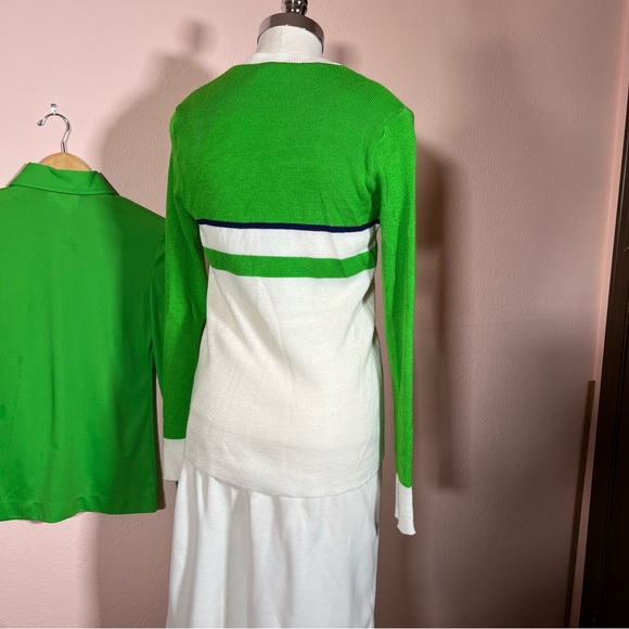 Vintage 60 70 Jantzen Kelly Green Dagger collar Sweater set pencil Skirt set - Picture 10 of 16